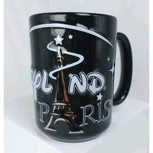 Disneyland Paris Resort Coffee Mug Cup Black Silver Eiffel Tower 3"x5"